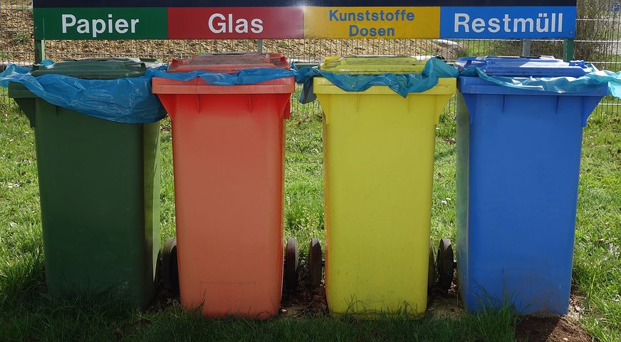 colored garbage bins